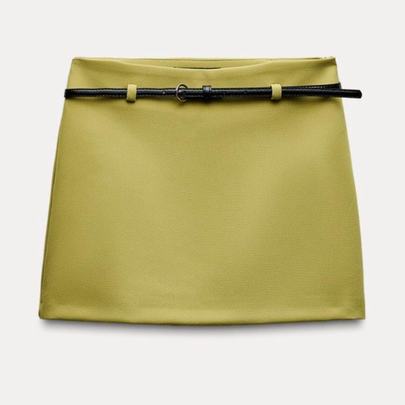 Zara Mini Belted Pistachio Skirt XS - Picture 2 of 7